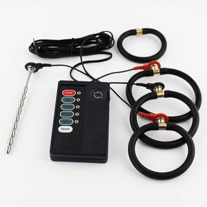 Masajeador para adultos eléctrico/electro anillo de acero inoxidable sonido uretral Peni Plug Shock extensor Anal agrandamiento para electrodo Ge