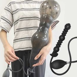 Volwassen Massager Lange Opblazen Grote Anale Plug Dildo Vuist Riem op Pull Kraal Kont Vaginale Dilatator Anus Prostaat voor Masturbator