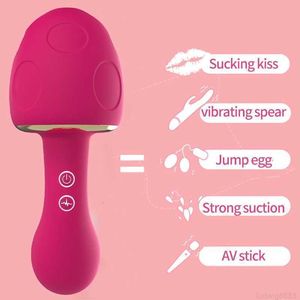 Masseur adulte vibrateur de succion de champignon jouets pour femmes stimulateur de succion clitoridien avec plug anal vibrant 2 en 1 mamelon Clitoris AV baguette