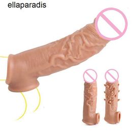 Volwassen stimulator Realistische Dildo Herbruikbare Penis Sleeve Mannelijke Lul Extender Enhancer Uitbreiding Cock Vergroters Speeltjes voor Mannen