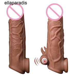 Masajeador para adultos, vibrador de pene realista, manga de extensión, pene de silicona reutilizable, extensor de pene, consolador, Juguetes sexuales retardantes para hombres