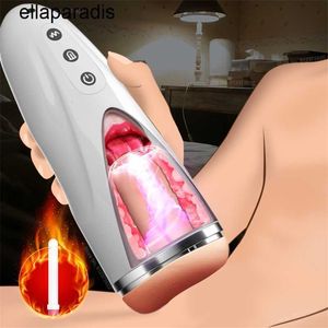 Masseur adulte réaliste langue et bouche mâle masturbateur tasse vagin pipe sexe Machines jouet pour hommes chatte vibrant Stroker