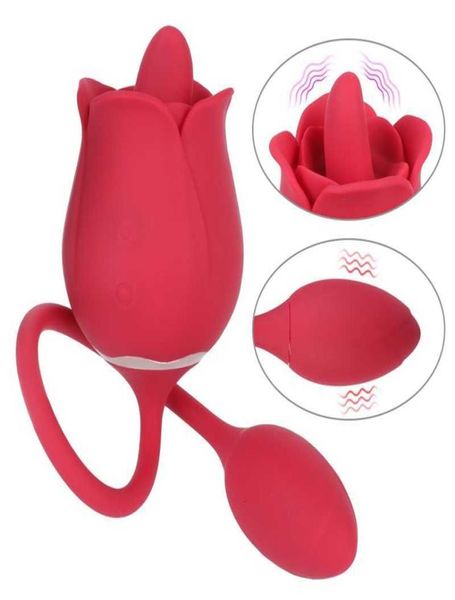 Masajeador para adultos Rosa sexy con vibrador para lamer la cola para mujeres Clítoris Pezón Lame Tapón anal Masturbador femenino Productos eróticos S4627582