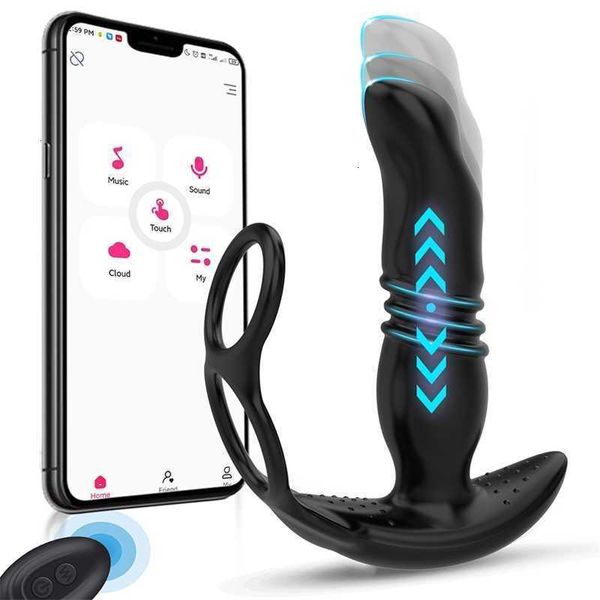 Godemiché télescopique pour adulte, vibrateur Anal, retardement de la Prostate, éjaculation, anneau de pénis, Plug Anal, jouets sexuels pour hommes gays