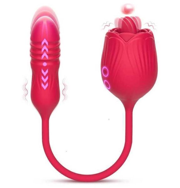 Masabrager de adultos empuje rosa vibrador hembra consolador de juguete sexual g masturbación de lamidas de la lengua del clítoris del estimulador de productos para silen3601524