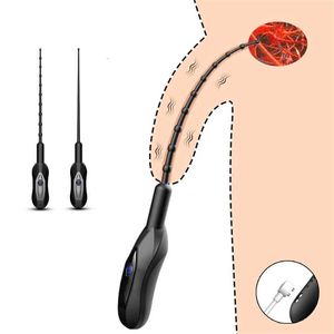 Masseur adulte vibrateur urétral cathéter prise de pénis jouets sexuels vibrants pour homme avec Insertion de balle dilatateur sonore de l'urètre