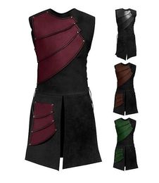 Men d'adulte archerie médiévale Larp Knight Hero Costume Warrior Black Armor Tentime Roman Solider Gear Coat Clothing M-3xl Cosplay