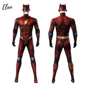 Adulte hommes rouge Barry Allen Cosplay Costume Zentai combinaison rouge avec casque casque Outfitcosplay