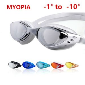 Myopie adulte Swimmingle Goggles Professional Pool Lunes Antifog Large Field of Vision Kids Optical Emperproof Eyewear Diopter 240416