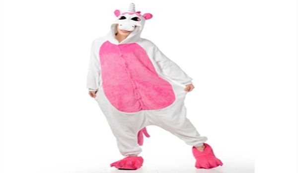 Adulto rosa Unicornio Onesies Cosplay pijamas Pijama Mono fiesta de navidad de halloween disfraces de cosplay Dibujos animados rosa Unicornio Caballo j2143467