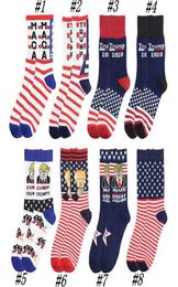 Presidente adulto Medio MAGA Trump Medias con letras Estrellas rayadas Bandera de EE. UU. Calcetines deportivos de punto Medias Hip Hop MAGA Calcetín ZZA2267 50P5294330