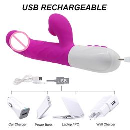 Producten voor volwassenen 4 in 1 stuwkracht zuigende konijnen vibrator seks speelgoed voor vrouwen verwarming telescopische 360 ​​roterende dildo g spot massager anale vibrator 230316