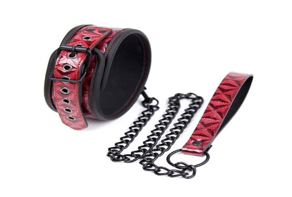 Produits adultes Collier de peau crocodile Fetish Bondage Sex Sex Col Collier sexuel Game Hogtie STRAP MENTAL MANGE CHAP