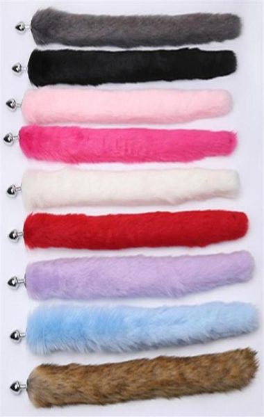 Produits pour adultes Métal 9 couleurs au choix 75 cm de long laine artificielle Queue anale plug anal jouets sexuels Érotique Dilatateur anal stimulation de la queue m5869546