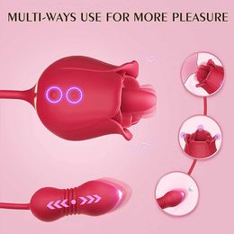 Producten voor volwassenen Rose Toy Vibrator 3in1 Clitoral Stimulator Tong Licking Thrusting G Spot Dildo 9 Modi Clit Nipple Licker For Women Man Paar 230316