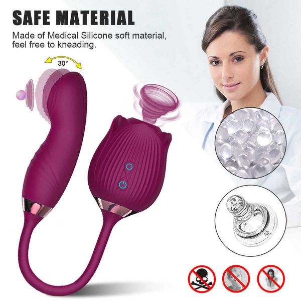 Produits pour adultes Rose Toy Vibromasseur Gode pour femme Clit Sucker Oral Nipple Clitoris Stimulateur sous vide Doigt Wiggle Sey Jouets pour femme 230316