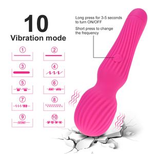 Produits pour adultes Vibromasseur en silicone sans fil à rayures Gode féminin Sex Toys Stimulateur clitoridien rechargeable USB Mode de vibration à 10 vitesses Av Stick 230316
