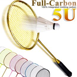Raquette de badminton professionnelle en carbone pour adultes, entraînement léger 5UG4, cordes offensives et défensives, colle à main, 1 pièces 240223