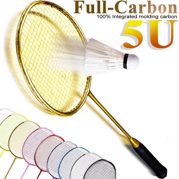 Raqueta de bádminton de carbono profesional para adultos, entrenamiento ligero 5UG4, raqueta de pegamento de mano con cuerda tanto ofensiva como defensiva, 1 Uds. 240223