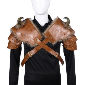 Volwassen PU-leer Coatay Middeleeuwse Retro Ridder Krijger Viking Armor Schouder Show Party Game Props239h