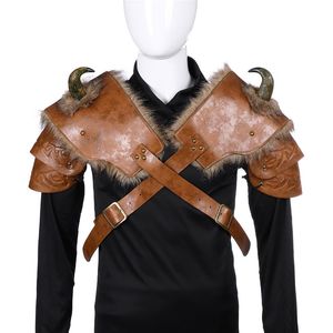 Adulte PU cuir Coaplay médiéval rétro chevalier guerrier Viking armure épaule spectacle fête jeu Props248l