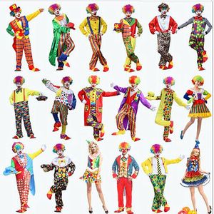 Volwassen Purim Halloween Circus Clown Kostuums Mannen en Vrouwen Grappige Clown Kostuum Fantasia Rollenspel Party Dress Masquerade