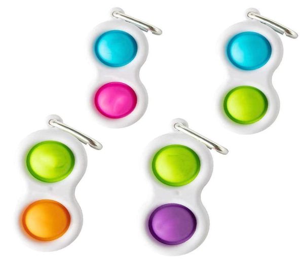 Adulte pousser jouets porte-clés Simple doigt bulle jouet porte-clés anneau Silicone Stress balle porte-clés H31HVFH2376199