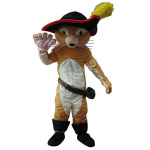 Volwassen Puss The Boots Cat Mascot Kostuum Stripfiguur Outfit Pak Halloween Party Outdoor Carnaval Festival Fancy Dress voor Mannen Vrouwen