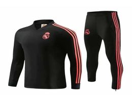 Volwassen Real Madrid zwarte jas sport pak met lange mouwen heren039s kleine voet rits broek voetbal uiterlijk trui6750658