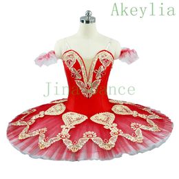 Volwassen rood goud professionele ballet tutu pannenkoek ballerina podium pannenkoek custome voor meisjes Balletvoorstelling custome concurrentie d1842