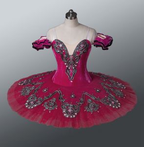 Rose red Classical Ballet Tutu Adult dark pink Professional Ballerina Dance Costume YAGP red pancake tutu for kids