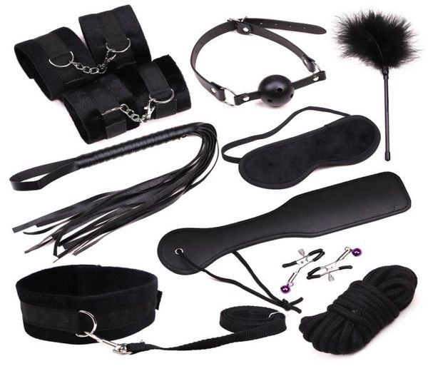 Kit de esclavitud sexual para adultos 10 PCSSET BDSM Juegos Fetiche Fetish Foot Whip Rope con los ojos vendados para parejas Juguetes eróticos J1905259129967