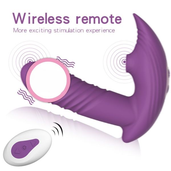 Vibromasseur pour adulte pour homme et femme, portable, point G, gode, culotte, ventouse de clitoris, application, télécommande, 10 succions, 3 modes d'agitation, design rose silencieux, violet