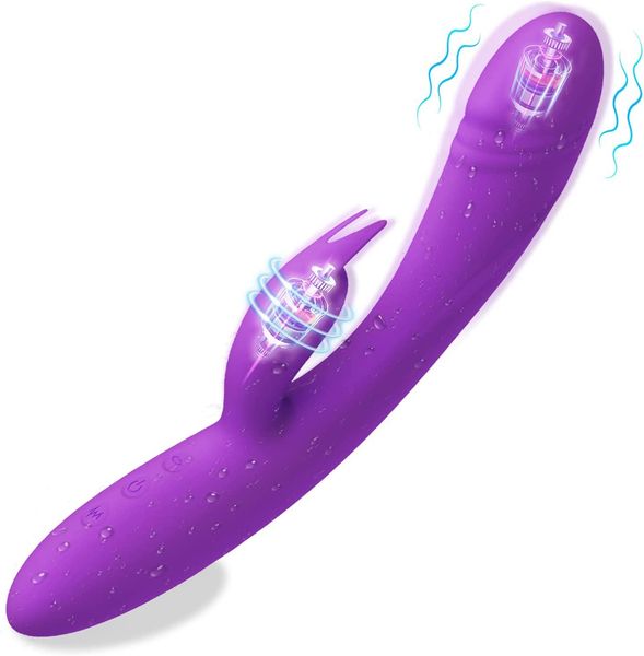 Vibratrice de sexe adulte Vibrator Silicone Dildo G Spot Vibrator avec 10 vibrations jouet sexuel féminin avec des moteurs doubles puissants, vibrators de lapin Toys pour femme