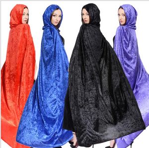 Volwassen Sexy Hooded Cloaks Vrouwen Mannen Kleurrijke Halloween Draagt ​​Perfect voor Winter Middeleeuwse Lange Kostuums Mantel Party Decoratie Heks Cape