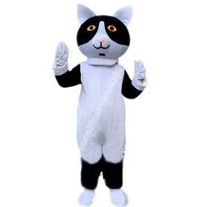 Taille adulte Black White Cat Mascot Costume Top Cartoon Anime Theme Character Carnival Unisexe Adults Taille de Noël Fête d'anniversaire