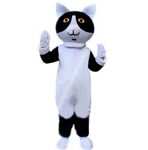 Taille adulte noir blanc chat mascotte Costume haut dessin animé thème personnage carnaval unisexe adultes taille noël fête d'anniversaire tenue de plein air costume