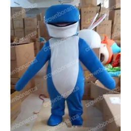 Taille adulte Blue Whale Mascot Costumes Halloween Cartoon Character Tiptig Suit Noël Tenue de fête en plein air