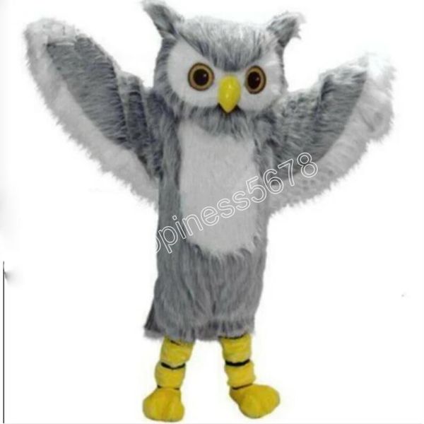 Taille adulte mignon gris hibou oiseau mascotte costumes personnage de dessin animé tenue costume carnaval adultes taille Halloween fête de noël costumes de carnaval