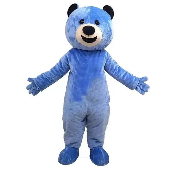 Costume de mascotte ours bleu pour adulte, tenue d'halloween et de noël, personnage de dessin animé, vêtements avec dépliants publicitaires
