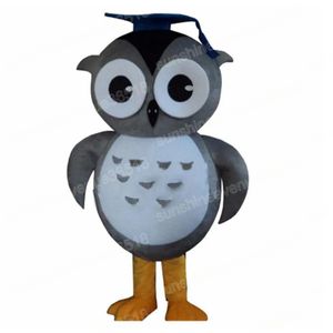 Taille adulte Grey Owl Mascot Costume Cartoon thème du personnage Carnaval Unisexe Halloween Birthday Party Fancy Outdoor tenue pour hommes femmes