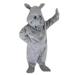Tamaño adulto Disfraz de mascota de rinoceronte gris Personaje de tema de dibujos animados Carnaval Unisex Fiesta de cumpleaños de Halloween Traje al aire libre elegante para hombres y mujeres