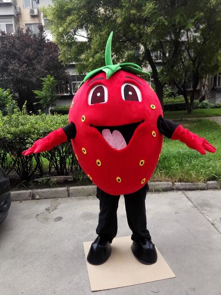 Costume de mascotte de fraise de haute qualité pour adulte, accessoires de spectacle d'animation de noël et d'halloween