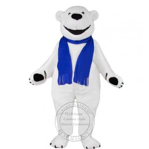 Costume de mascotte d'ours blanc de taille adulte costume de fête d'anniversaire déguisement de thème de dessin animé