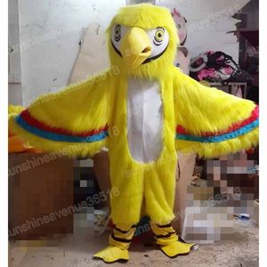 Volwassen maat gele parrot mascotte kostuum cartoon thema personage carnaval unisex Halloween carnaval volwassenen verjaardagsfeestje fancy outfit voor mannen vrouwen