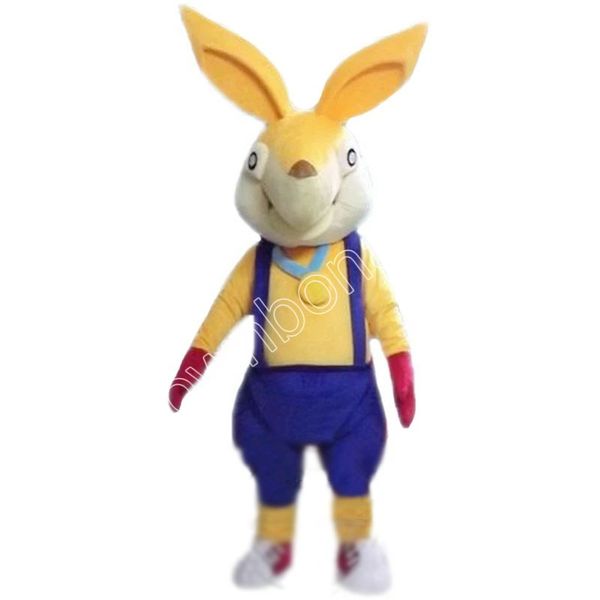 Taille adulte lapin jaune mascotte Costumes personnage de dessin animé tenue costume Xmas tenue de fête en plein air taille adulte publicité promotionnelle vêtements