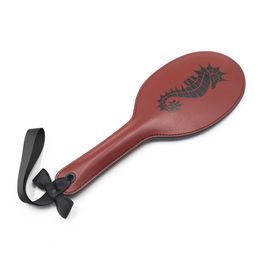 Adulte fessée Paddle Sex Toys en cuir rouge motif hippocampe épaissi Bdsm fouet produits de retenue pour Couple 240115