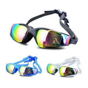 Gafas de natación para adultos Color Profesional Anti-niebla Hombres Mujeres Piscina Equipo de buceo en agua Gafas de natación Gafas de natación de silicona G220422