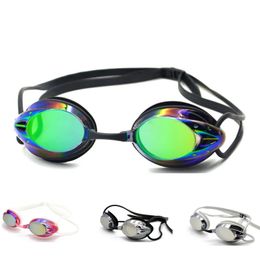 Zwembril voor volwassenen Coole comfortabele professionele wedstrijdzwembril Kleurrijke gegalvaniseerde zwemspiegel 240111