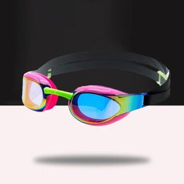 Lunettes de natation adultes Couleur Placage étanche Anti-Fog Swimings Silicone Professional Swimming Eyewear 240417 Silicone Silicone